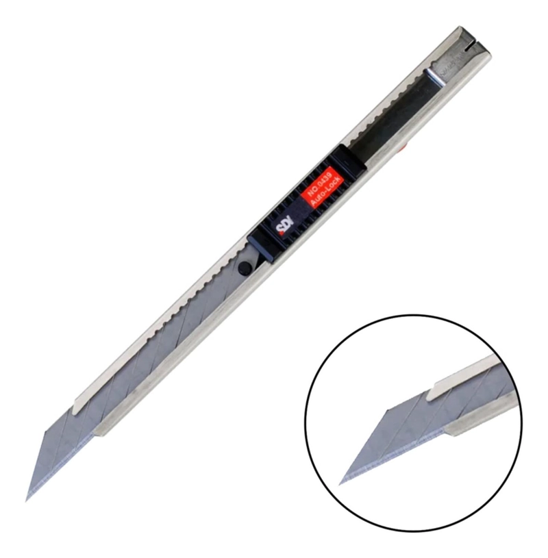 CUCHILLO CARTONERO 9MM METALICO ANGULO 30° SEGURO AUTOMATICO - 2
