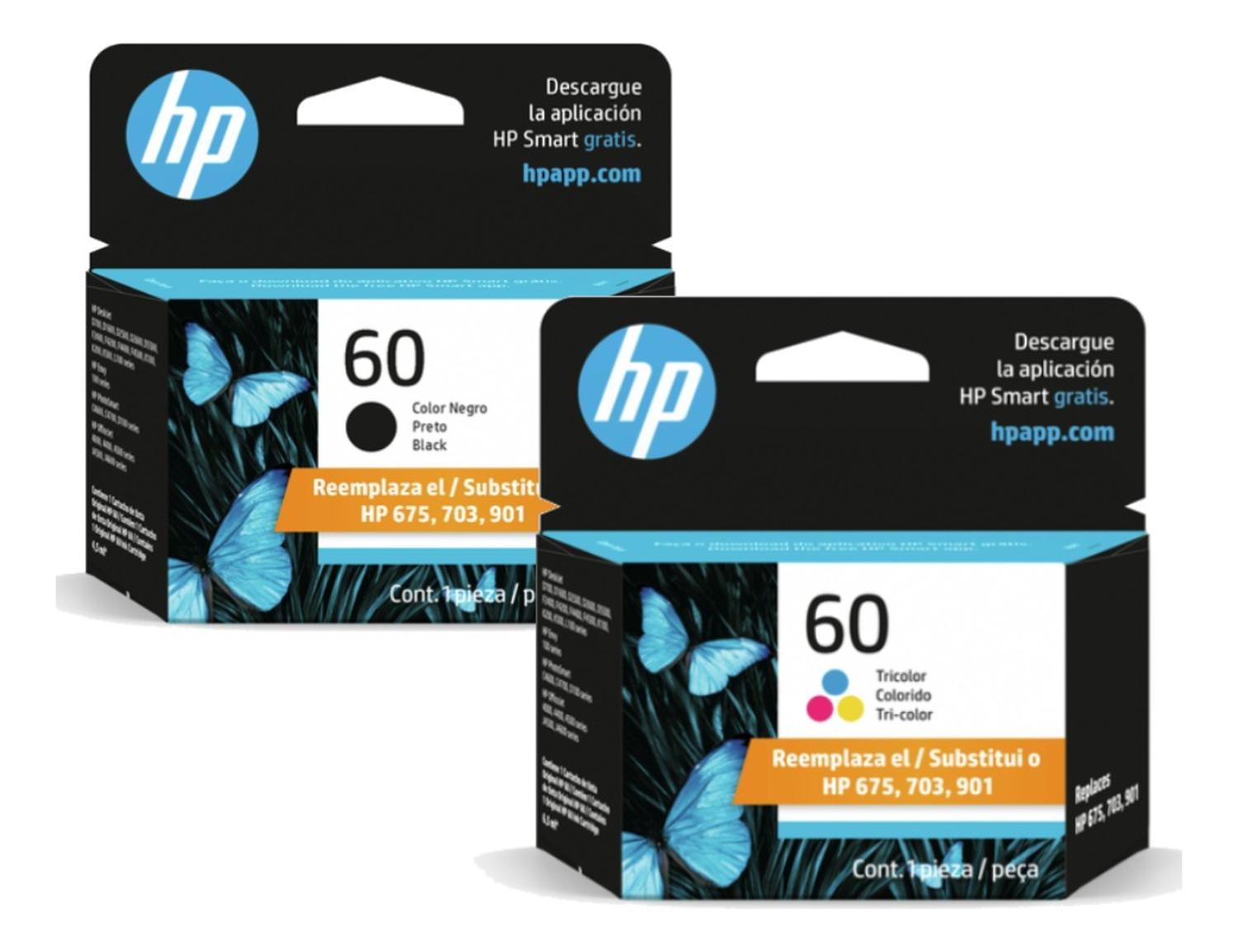 PACK HP NEGRO CARTUCHOS 60 ORIGINAL / TRICOLOR - 2