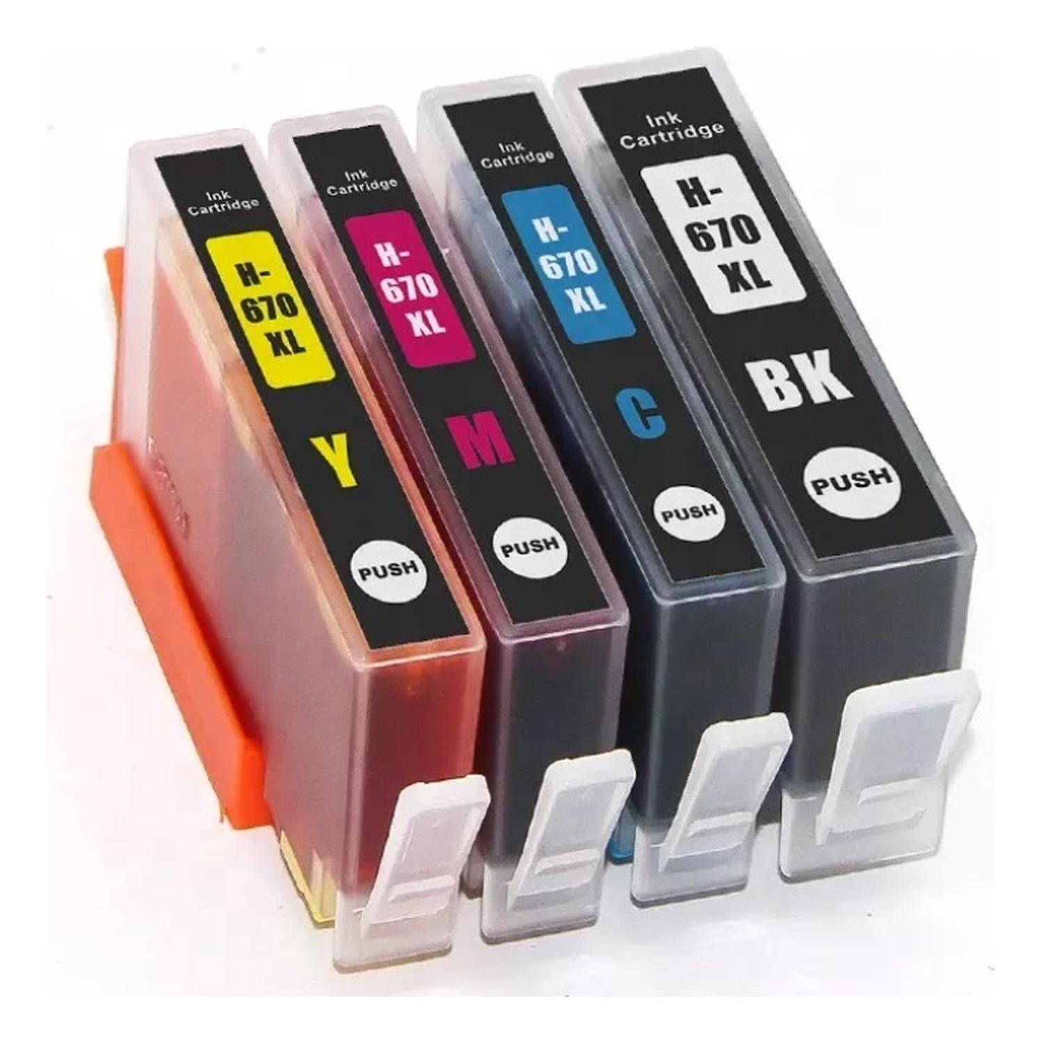 PACK 4 TINTAS COMPATIBLES 670XL B/C/N/Y 3525 4615 4625 5525 - 1