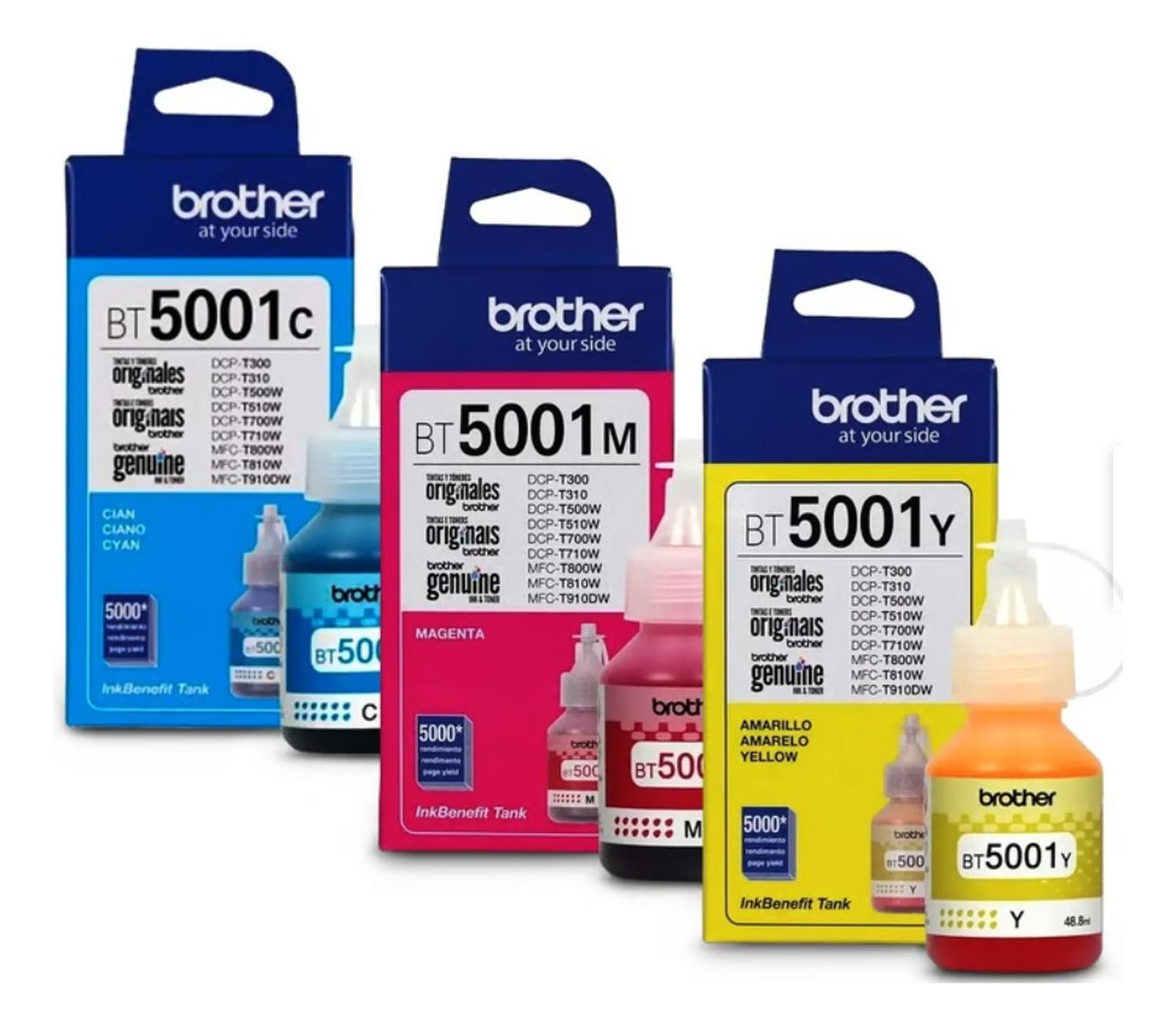 BOTELLAS DE TINTAS BROTHER BT5001 M/C/Y ORIGINAL PACK - 1