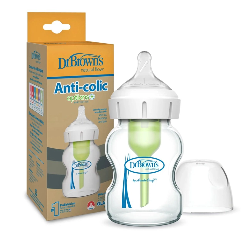 MAMADERA BOCA ANCHA OPTIONS+ VIDRIO 150ML DR. BROWN - 1