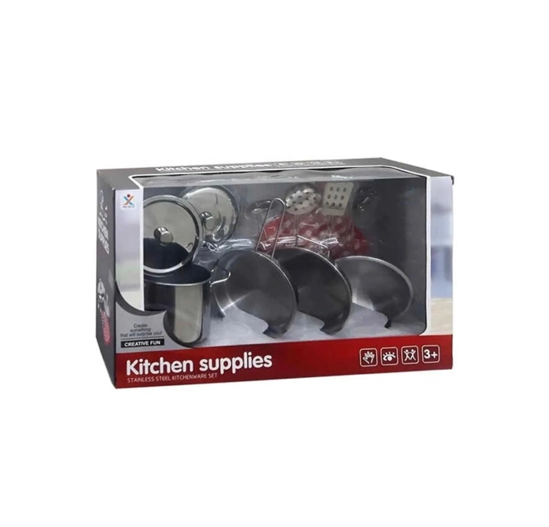 JUEGO OLLAS BATERIA JUGUETE NIÑO -NIÑA ACERO INOXIDABLE - 2