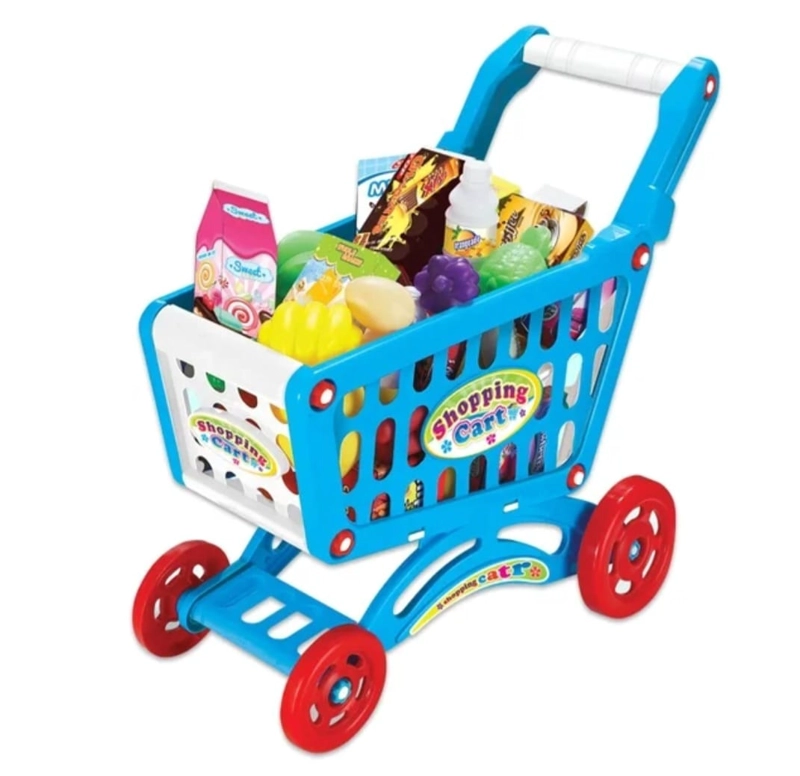 JUEGO CARRITO SUPERMERCADO PARA NIÑOS ACCESORIOS JUGUETES AZUL - 1