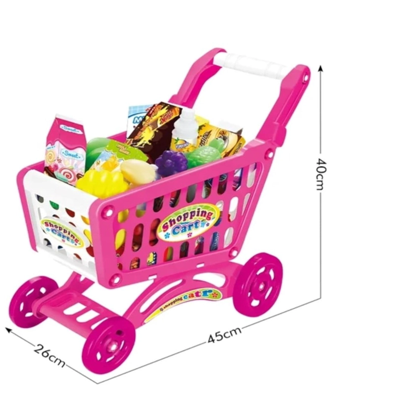 JUEGO CARRITO SUPERMERCADO PARA NIÑOS ACCESORIOS JUGUETES AZUL - 2