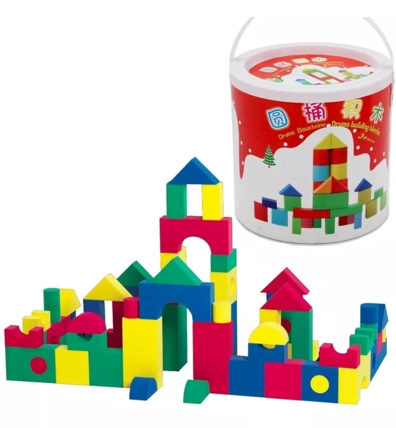 JUEGO DIDACTICO BLOQUES DE CONSTRUCCION MADERA NIÑOS - 1