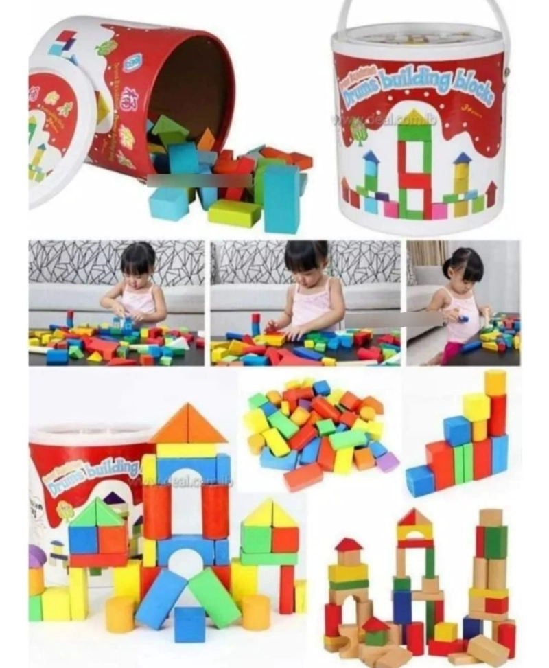 JUEGO DIDACTICO BLOQUES DE CONSTRUCCION MADERA NIÑOS - 3