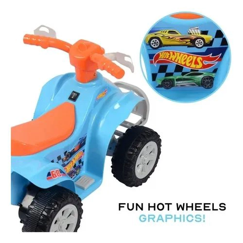 CUATRIMOTO A BATERIA-RECARGABLE AZUL HOT WHEELS NIÑOS - 4