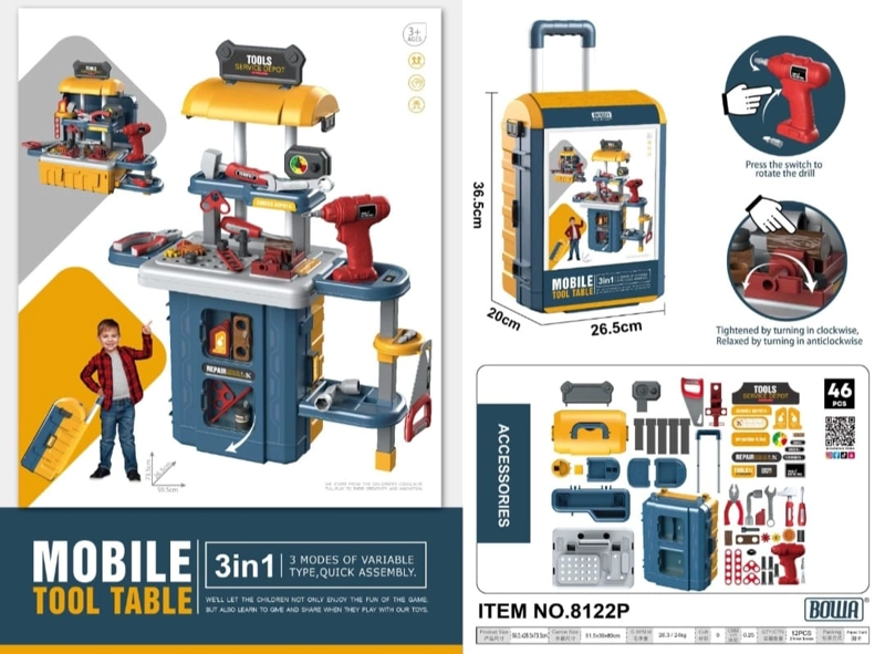 SET TALLER DE HERRAMIENTAS JUGUETE MALETA JUEGO ROLES NIÑOS - 2