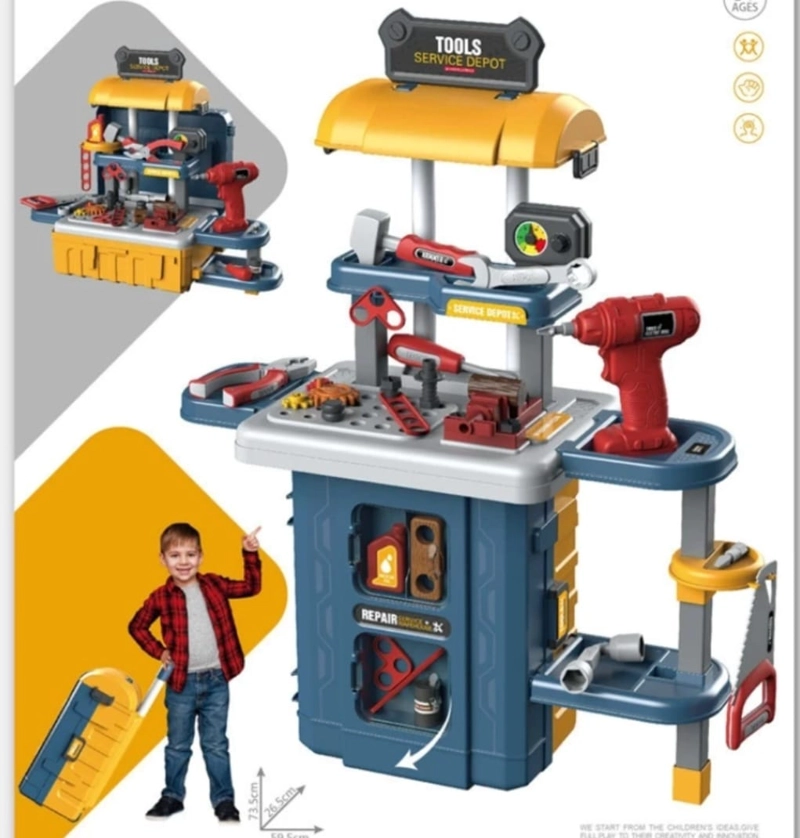 SET TALLER DE HERRAMIENTAS JUGUETE MALETA JUEGO ROLES NIÑOS - 3