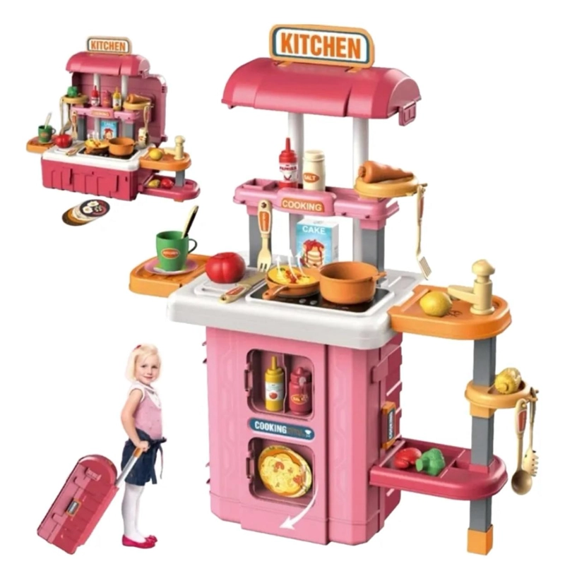 SET COCINA JUGUETE MALETA JUEGO DE ROLES NIÑOS - 1