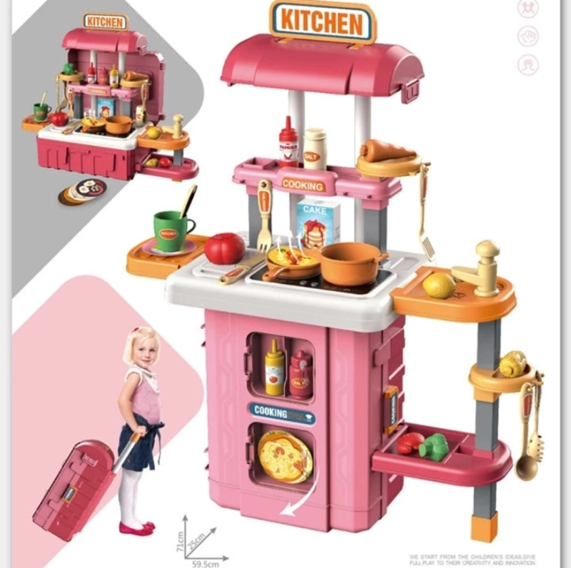 SET COCINA JUGUETE MALETA JUEGO DE ROLES NIÑOS - 2