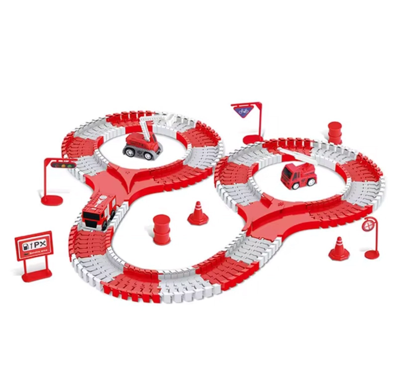 JUGUETE PISTA DE AUTOS BOMBEROS FLEXIBLE ARMABLE NIÑOS - 1