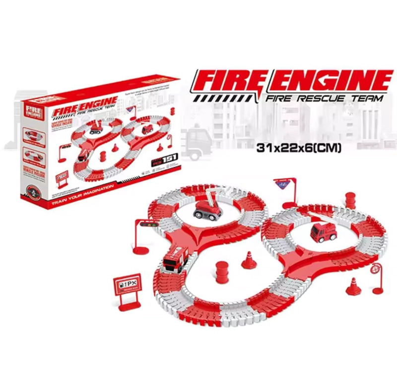 JUGUETE PISTA DE AUTOS BOMBEROS FLEXIBLE ARMABLE NIÑOS - 2