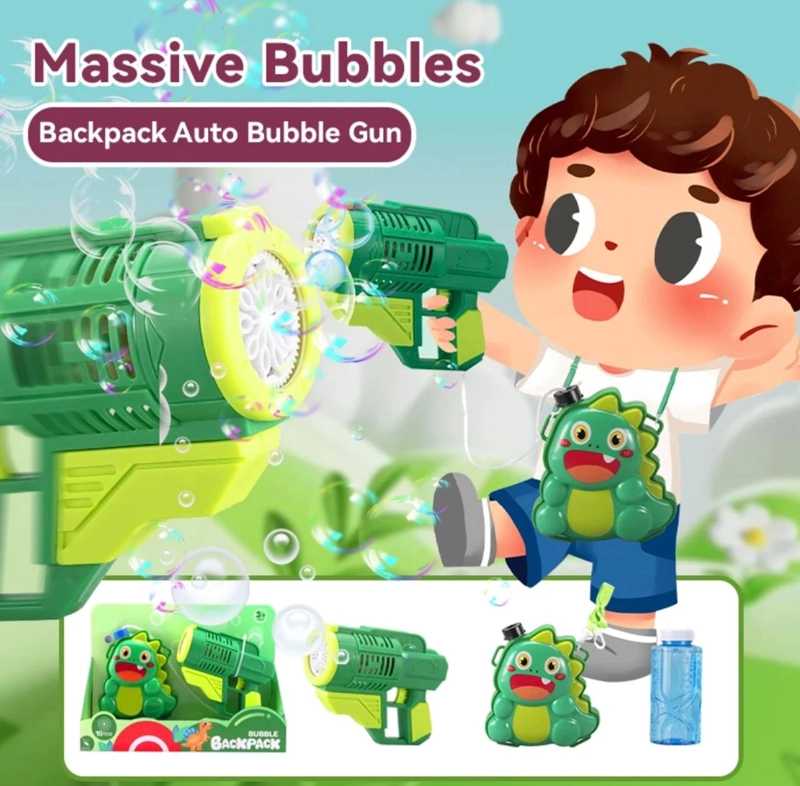 PISTOLA BURBUJA LANZA BURBUJA CON DEPOSITO PERSONAJES NIÑOS DINOSAURIO - 3