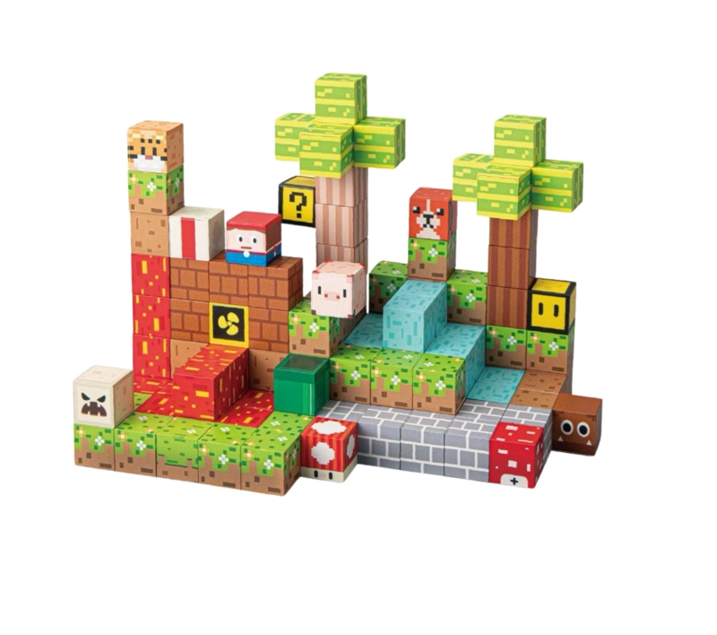 BLOQUES MAGNE TICOS TIPO MINE-CRAFT CUBOS PIXEL 117 PZS - 1