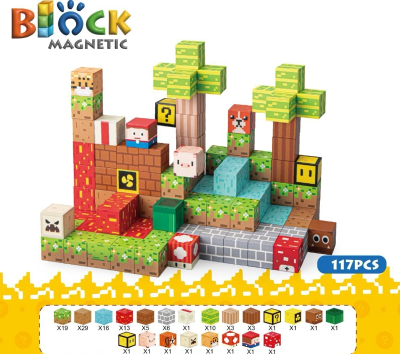 BLOQUES MAGNE TICOS TIPO MINE-CRAFT CUBOS PIXEL 117 PZS - 2