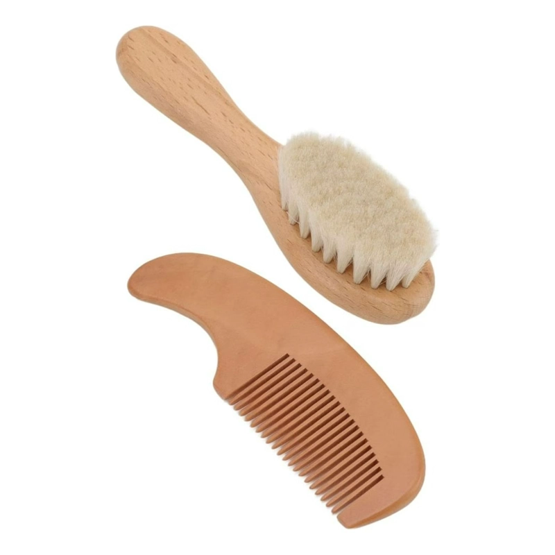 CEPILLO Y PEINE MADERA CERDAS SUAVES PARA BEBE S - 2