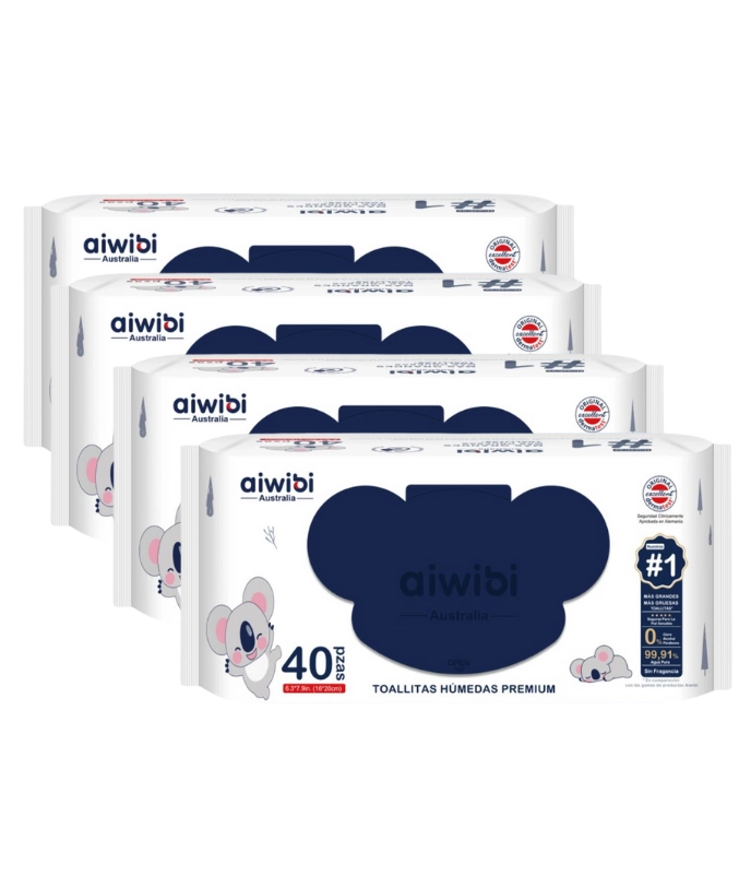 PACK TOALLAS HUMEDAS PREMIUM AIWIBI 99,91%AGUA 4X40UND - 1