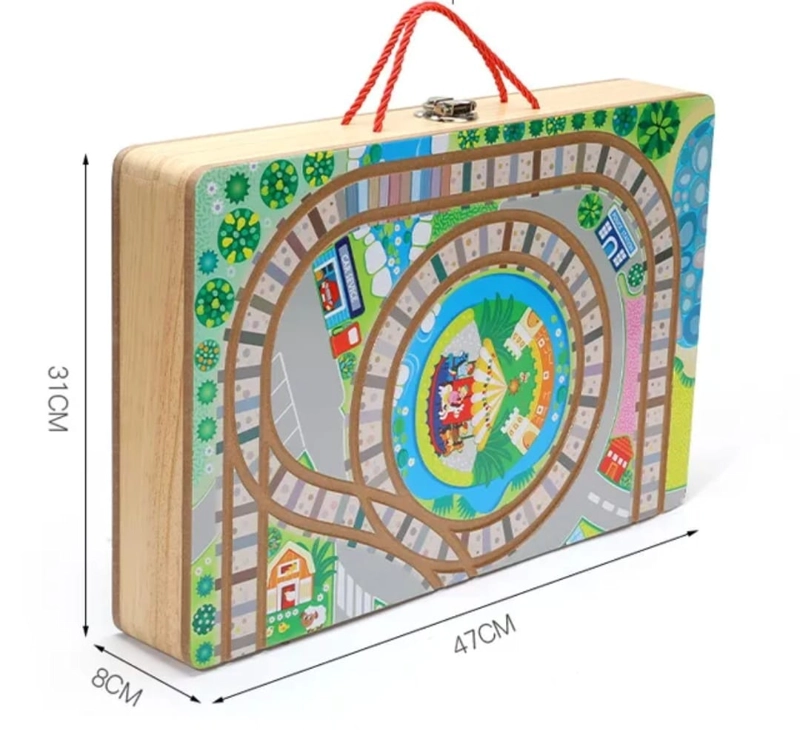 JUEGO DIDACTICO CIUDAD AUTO-TRENES MADERA PORTATIL - 5