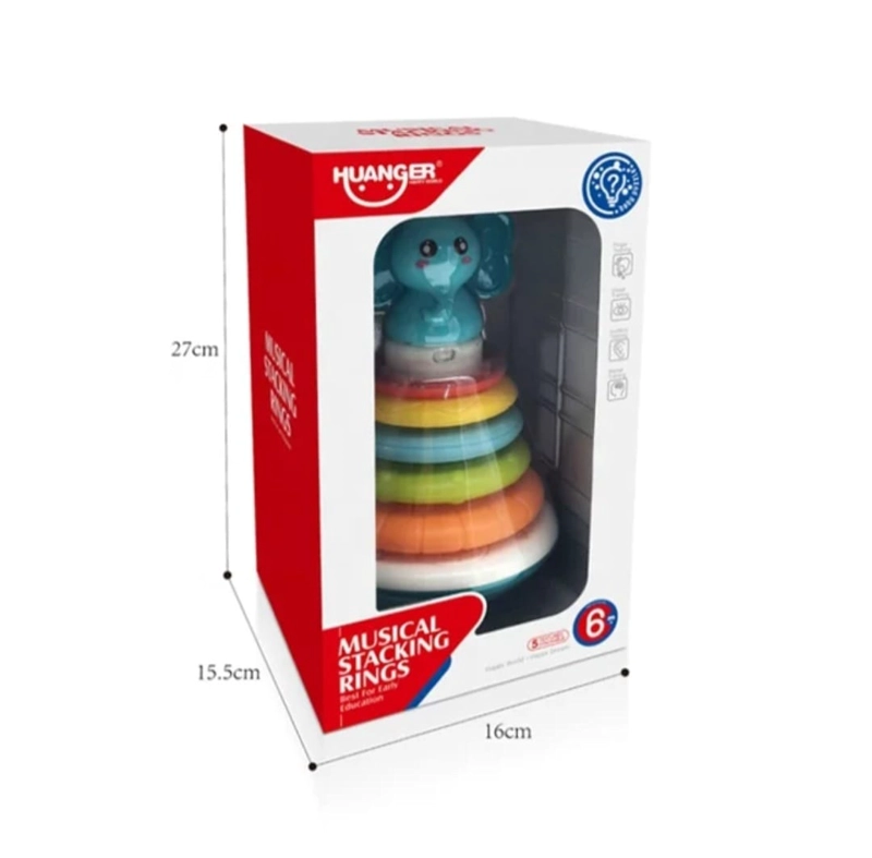 TORRE DE AROS ARGOLLAS APILABLES CON SONIDO SENSORIAL BEBE - 3