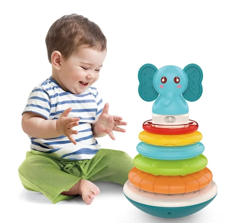 TORRE DE AROS ARGOLLAS APILABLES CON SONIDO SENSORIAL BEBE - 5