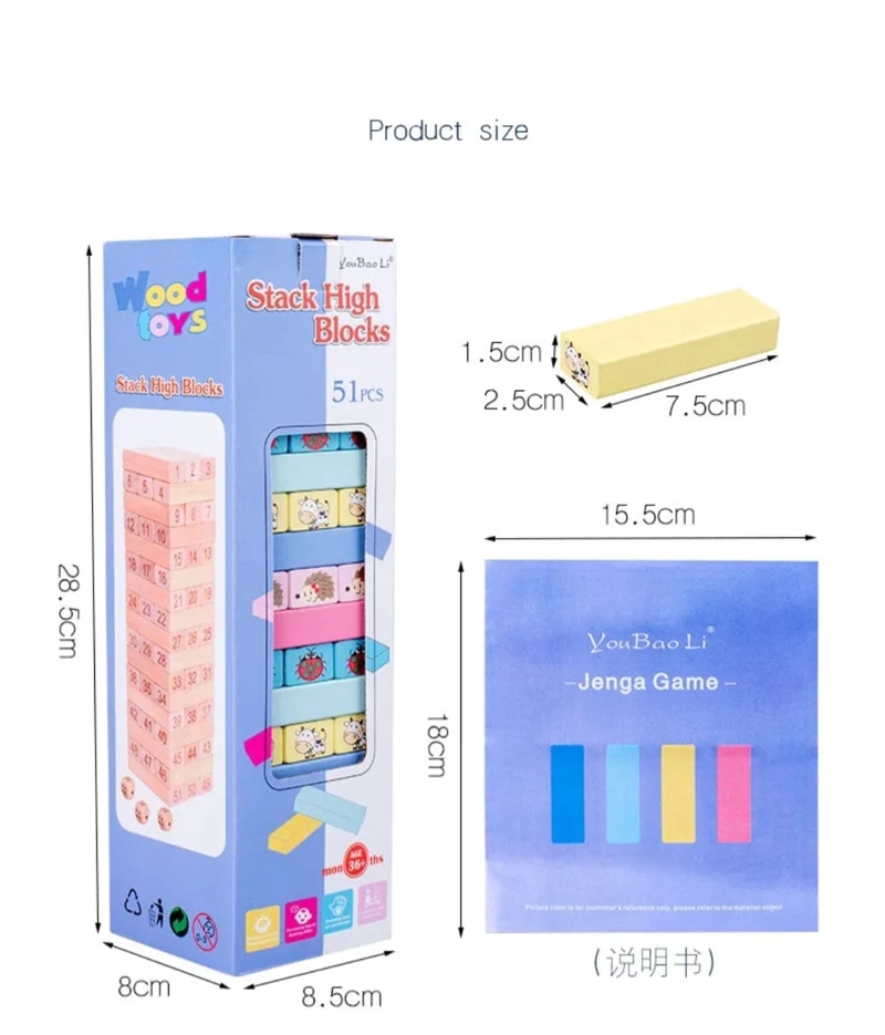 TORRE DE JUEGO ESTILO JEN-GA MADERA CON RETO NIÑOS - ADULTOS - 6