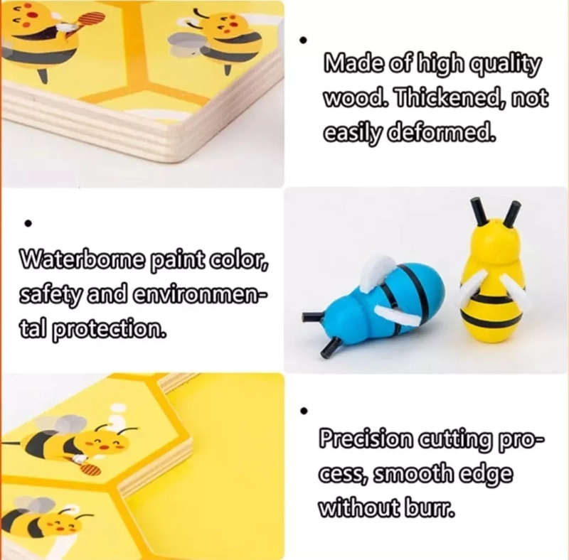 JUEGO DIDACTICO ABEJAS MADERA MOTRICIDAD NIÑOS MONTESSORI - 2