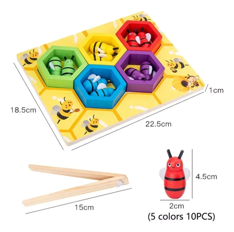 JUEGO DIDACTICO ABEJAS MADERA MOTRICIDAD NIÑOS MONTESSORI - 3