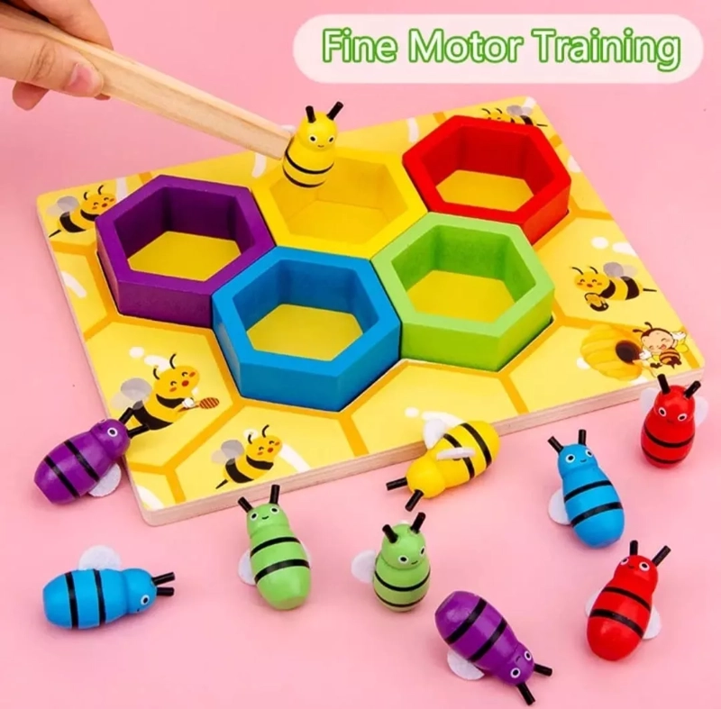 JUEGO DIDACTICO ABEJAS MADERA MOTRICIDAD NIÑOS MONTESSORI - 5