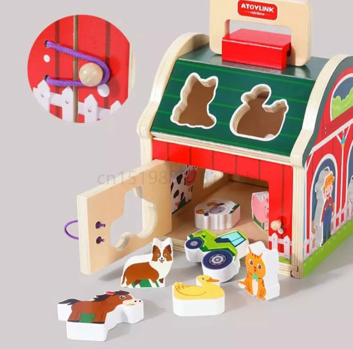 JUGUETE ENCAJE GRANJA ANIMALES DE MADERA DIDACTICO NIÑOS - 4