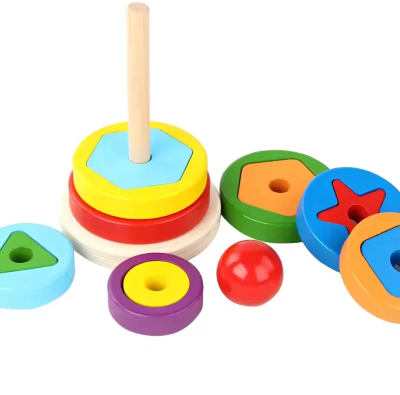 JUEGO PIRAMIDE ENCAJE MADERA 2 NIVEL DIFICULTAD MULTICOLOR - 2
