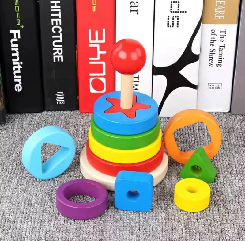 JUEGO PIRAMIDE ENCAJE MADERA 2 NIVEL DIFICULTAD MULTICOLOR - 4