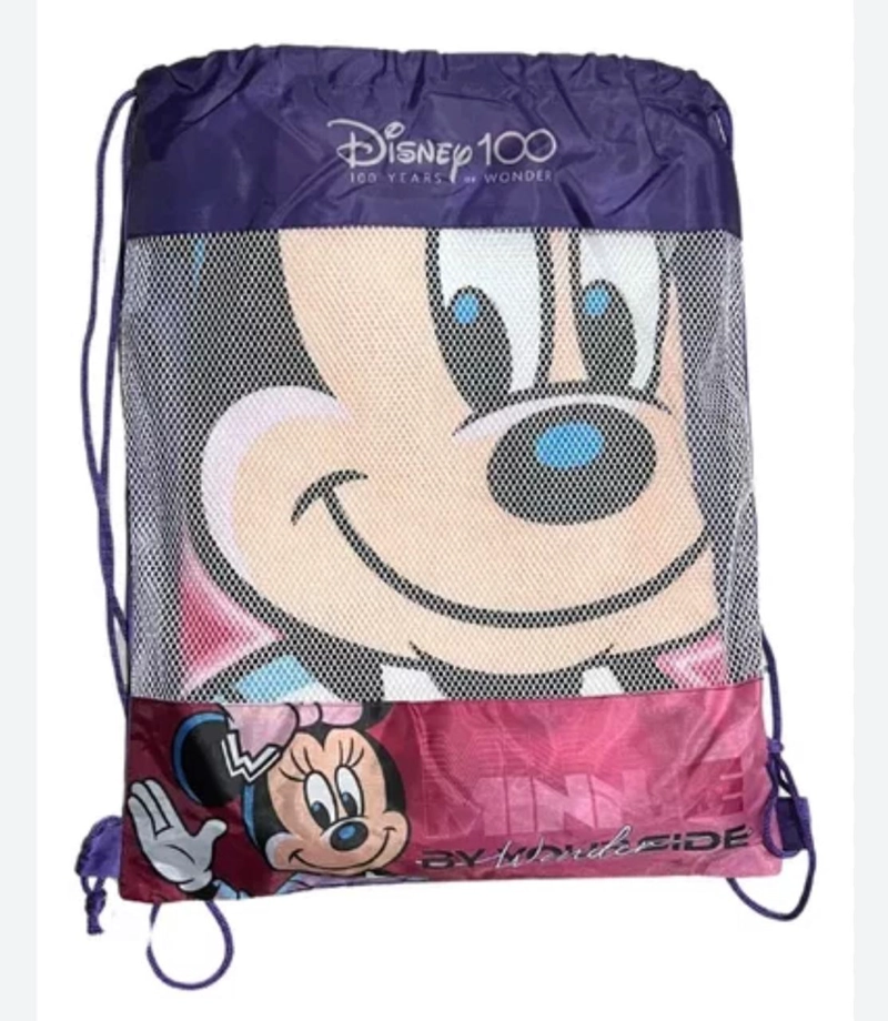 TOALLA PLAYERA INFANTIL MINNIE CON BOLSA ALGODON PLAYA - 3