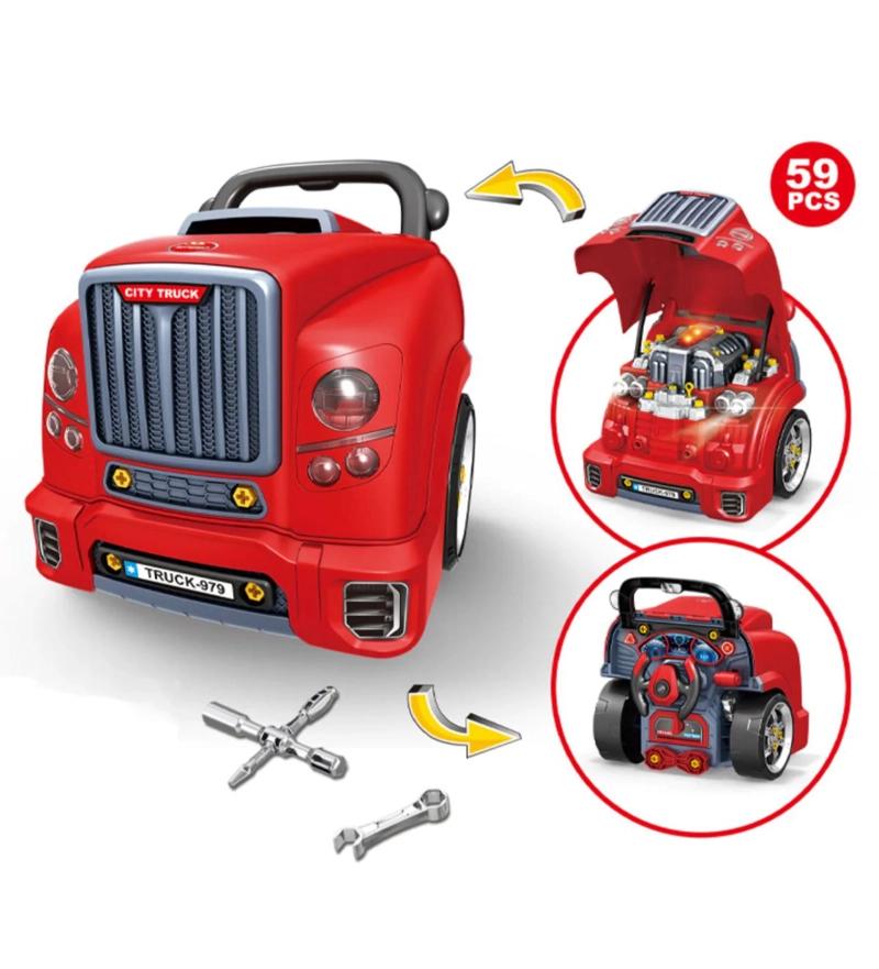 JUEGO ROL MECANICO CAMION ROJO ARMABLE NIÑOS - 5