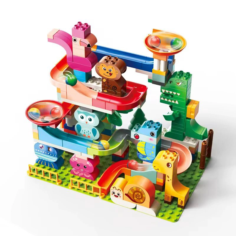 JUEGO DE BLOQUES ARMABLES ANIMALES DE SELVA TOBOGAN 210 PZS - 1