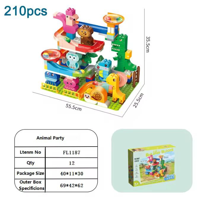 JUEGO DE BLOQUES ARMABLES ANIMALES DE SELVA TOBOGAN 210 PZS - 3