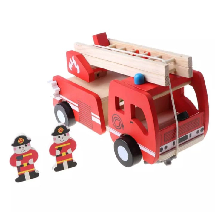 CAMION DE BOMBEROS JUGUETE DE MADERA DIDACTICO - 1