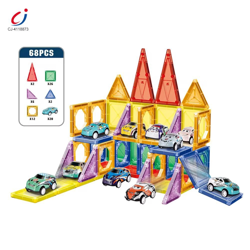JUEGO DE BLOQUES MAGNETICOS CON AUTOS 68 PIEZAS - 2