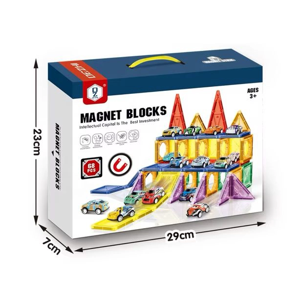 JUEGO DE BLOQUES MAGNETICOS CON AUTOS 68 PIEZAS - 4