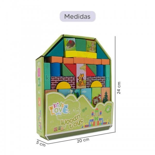 BLOQUES DE MADERA CONSTRUCCION COLORES CON MOCHILA - 3