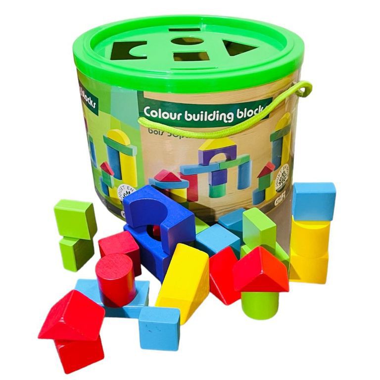 JUEGO BLOQUES DE CONSTRUCCION MADERA CON BALDE 50 PZS - 3