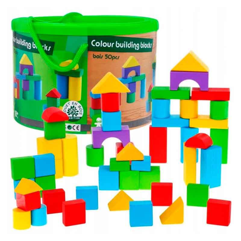 JUEGO BLOQUES DE CONSTRUCCION MADERA CON BALDE 50 PZS - 4