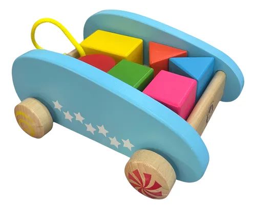 JUEGO DE ARRASTRE CON BLOQUES MADERA MULTICOLOR - 1