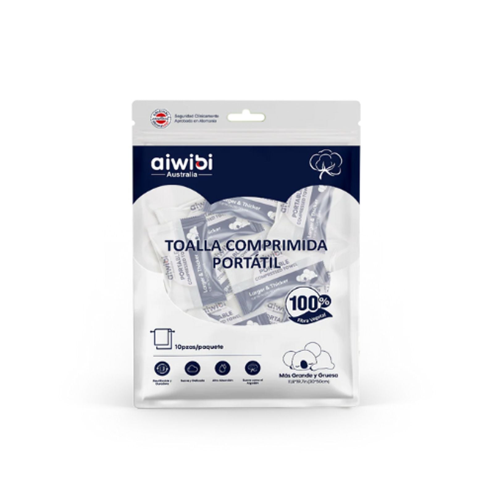 TOALLAS COMPRIMIDA DESECHABLES PORTATIL FIBRA NATURAL AIWIBI - 1