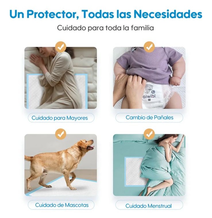 SABANILLAS PROTECTOR DE CAMA DESECHABLE ABSORBENTE MULTIUSOS - 5
