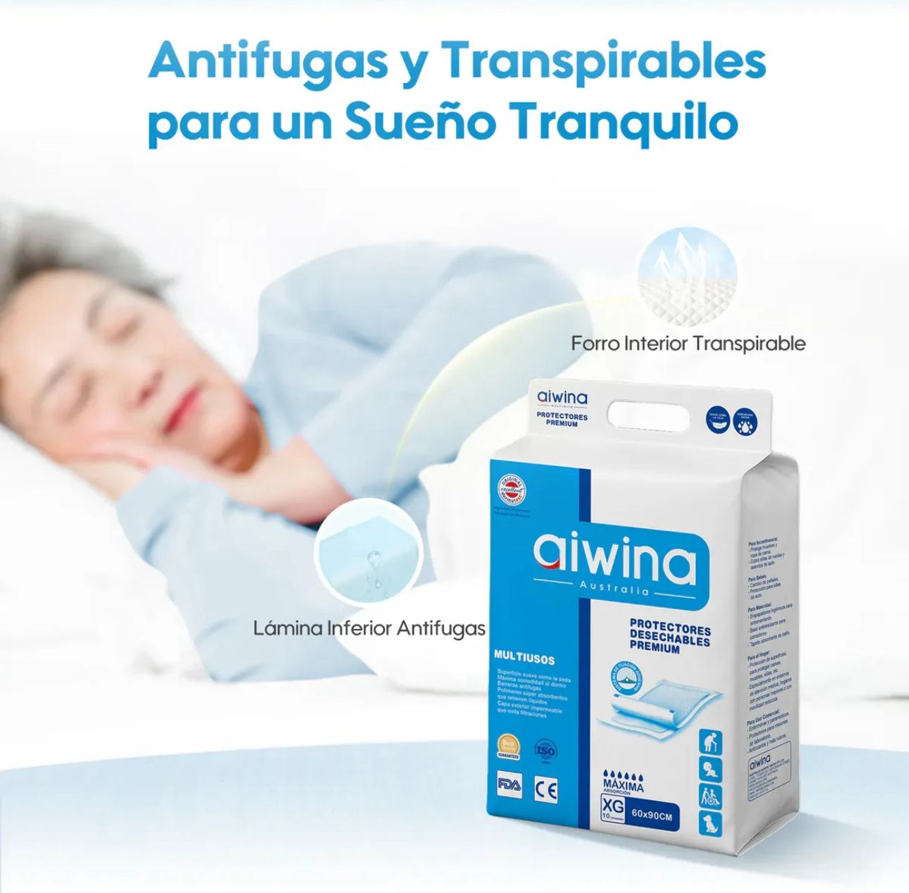 SABANILLAS PROTECTOR DE CAMA DESECHABLE ABSORBENTE MULTIUSOS - 6