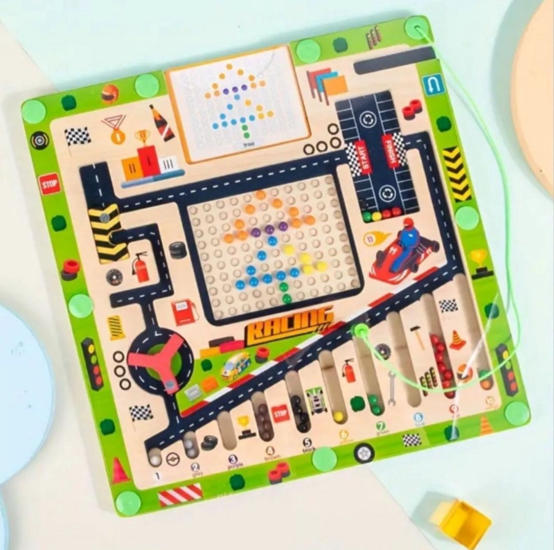 TABLERO DE ENCAJE Y PUZZLE MAGNETICO AUTOS JUEGO DIDACTICO - 2