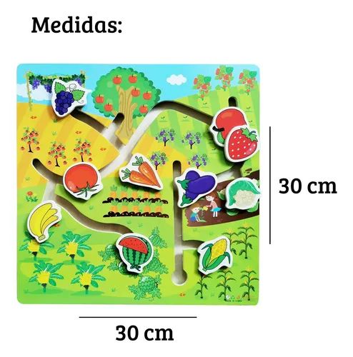 JUGUETE ENCAJE SENSORIAL MADERA SECUENCIA LOGICA COGNITIVA M3 FRUTAS Y VERDURAS - 3