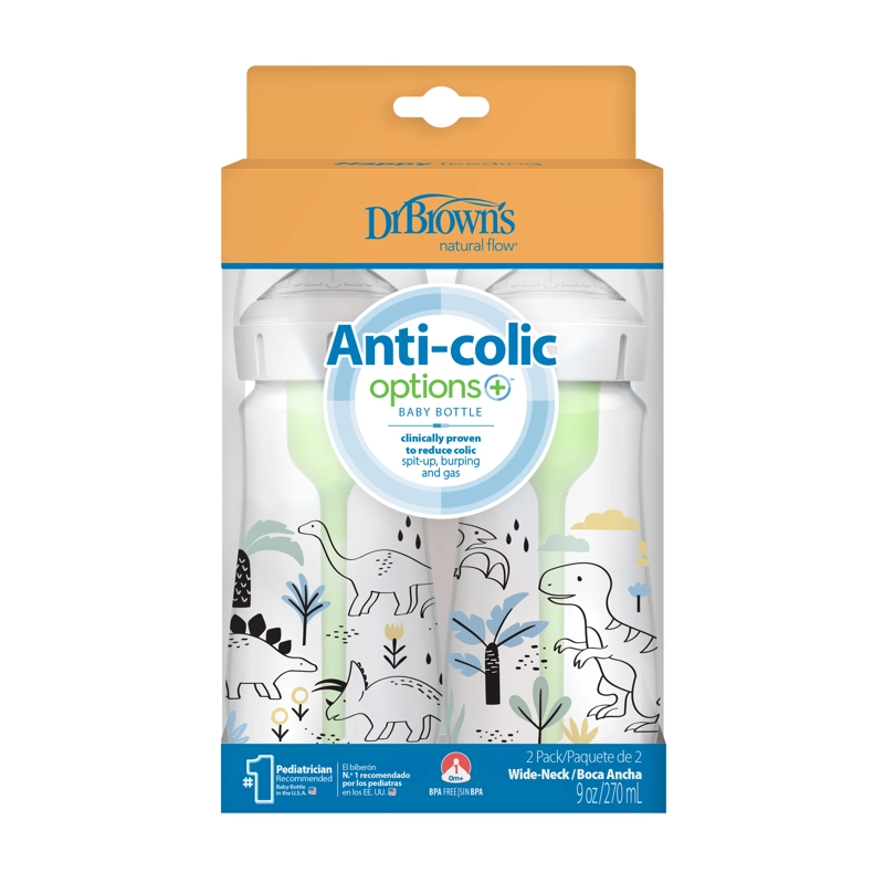 PACK 2 MAMADERA BOCA ANCHA OPTIONS+ 270ML DINOSAURIOS DR. BROWN'S - 2