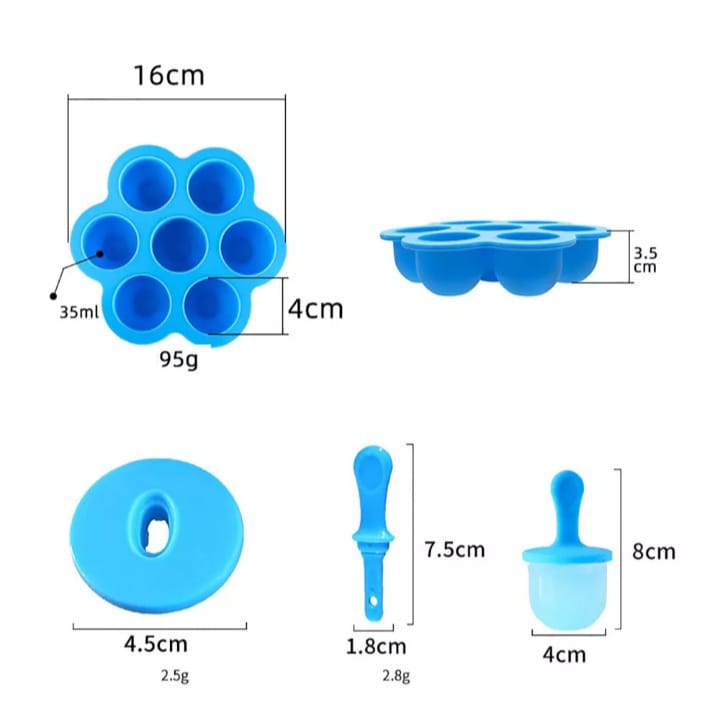 MOLDES DE SILICONA PARA HELADOS NIÑOS BEBE  AZUL - 3